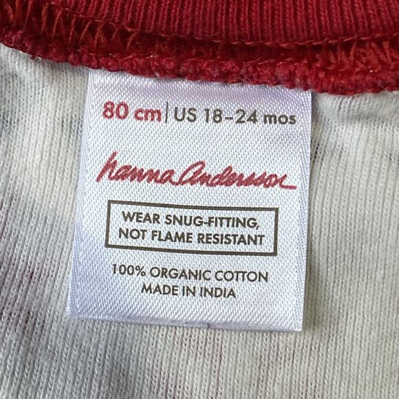 Hanna Andersson Pajamas Sz 18-24 mo White Red Zip Up Fair Isle Reindeer - Picture 5 of 6